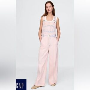 GAP Women's Pink Ultrasoft Oversized Denim Overalls